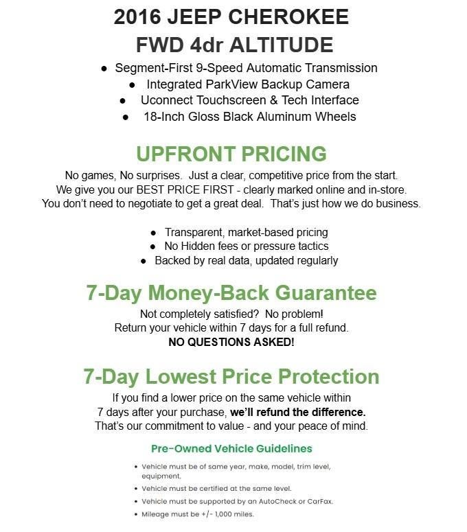 Used 2016 Jeep Cherokee Altitude with VIN 1C4PJLCB9GW185649 for sale in Appleton, WI