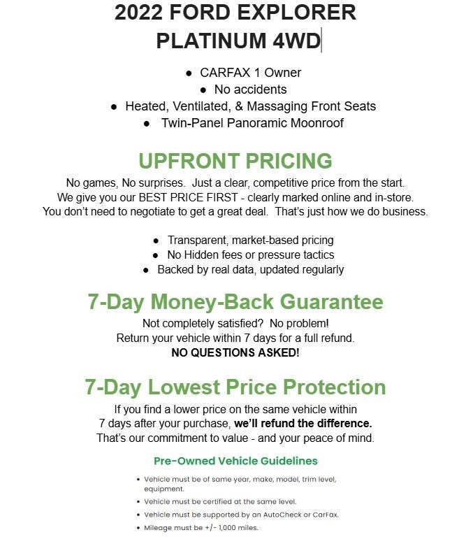 2022 Ford Explorer Platinum 4WD