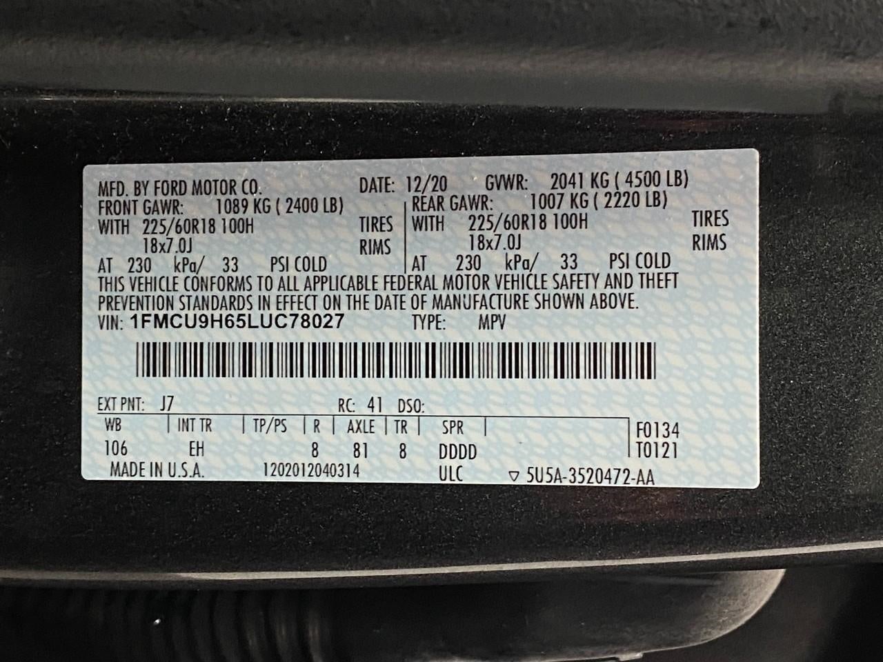 2020 Ford Escape SEL AWD