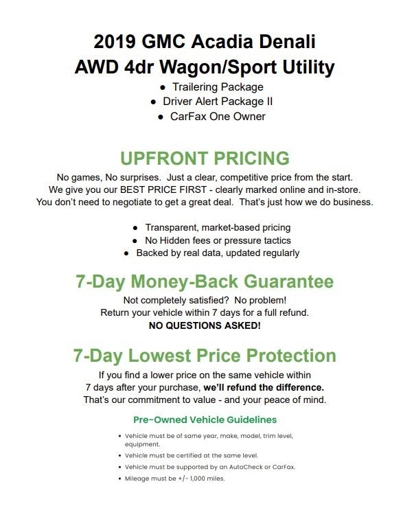 2019 GMC Acadia AWD 4dr Denali