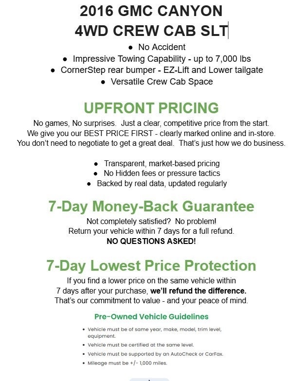 2016 GMC Canyon 4WD Crew Cab 128.3 SLT