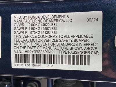2024 Honda Accord Hybrid EX-L Sedan