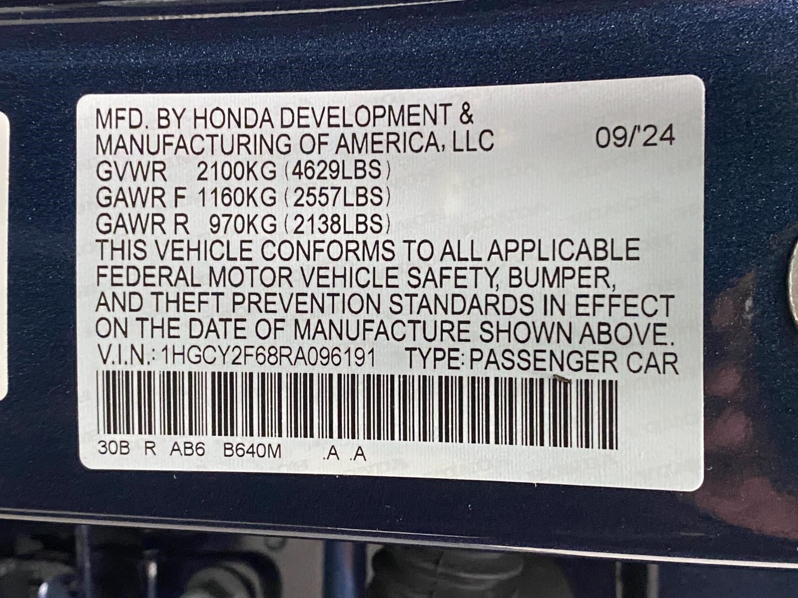 2024 Honda Accord Hybrid EX-L Sedan