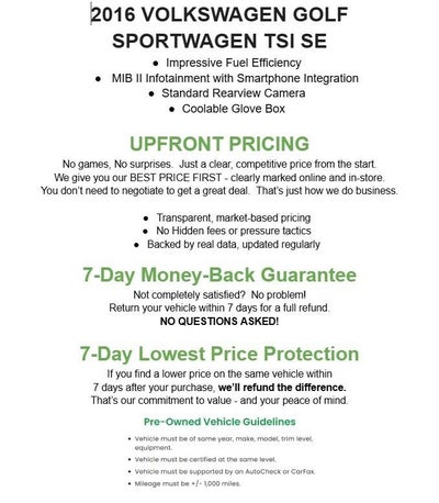 2016 Volkswagen GOLF SPORTWAGEN WAGON