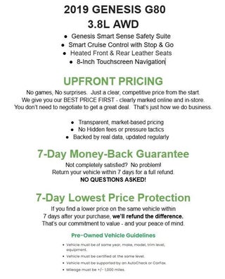2019 Genesis G80 3.8L AWD