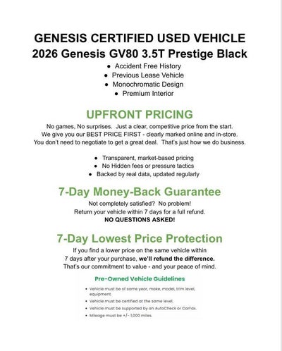 2026 Genesis GV80 3.5T Prestige Black AWD