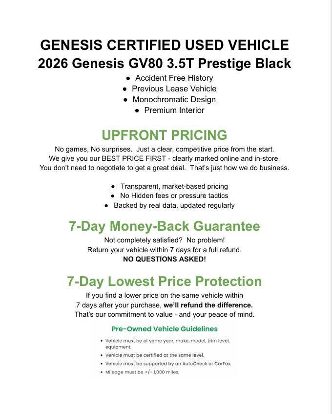2026 Genesis GV80 3.5T Prestige Black AWD