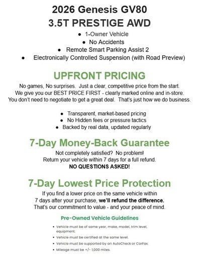 2026 Genesis GV80 3.5T Prestige AWD