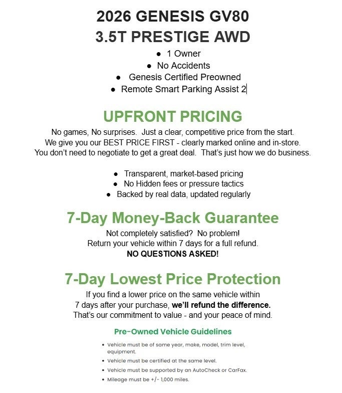 2026 Genesis GV80 3.5T Prestige AWD