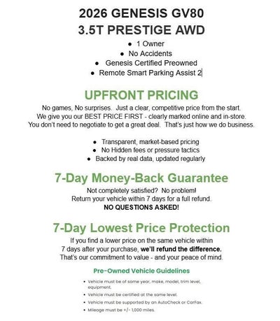 2026 Genesis GV80 3.5T Prestige AWD
