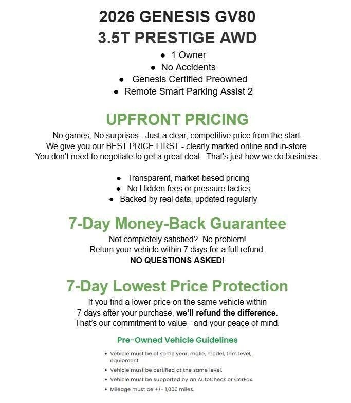 2026 Genesis GV80 3.5T Prestige AWD