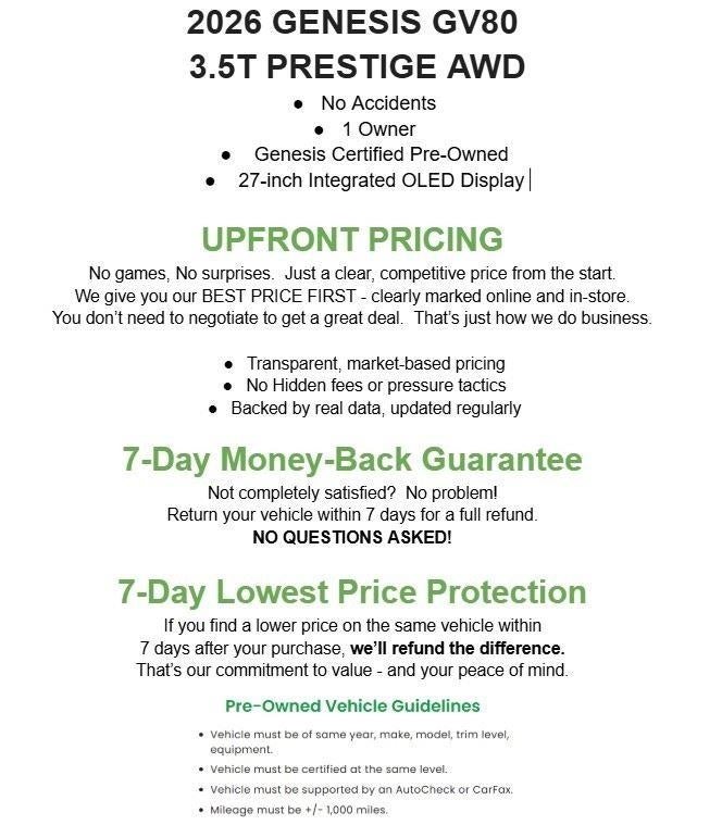 2026 Genesis GV80 3.5T Prestige AWD