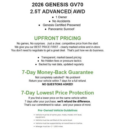 2026 Genesis GV70 2.5T Advanced AWD
