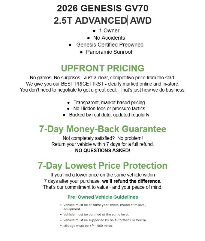 2026 Genesis GV70 2.5T Advanced AWD