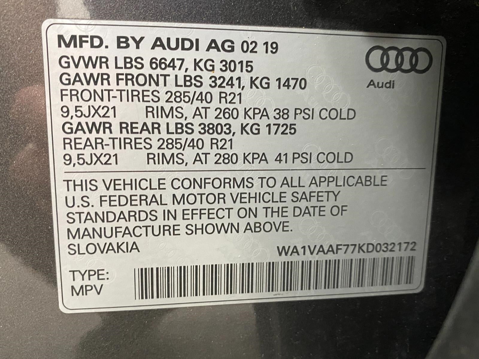2019 Audi Q7 Prestige 55 TFSI quattro
