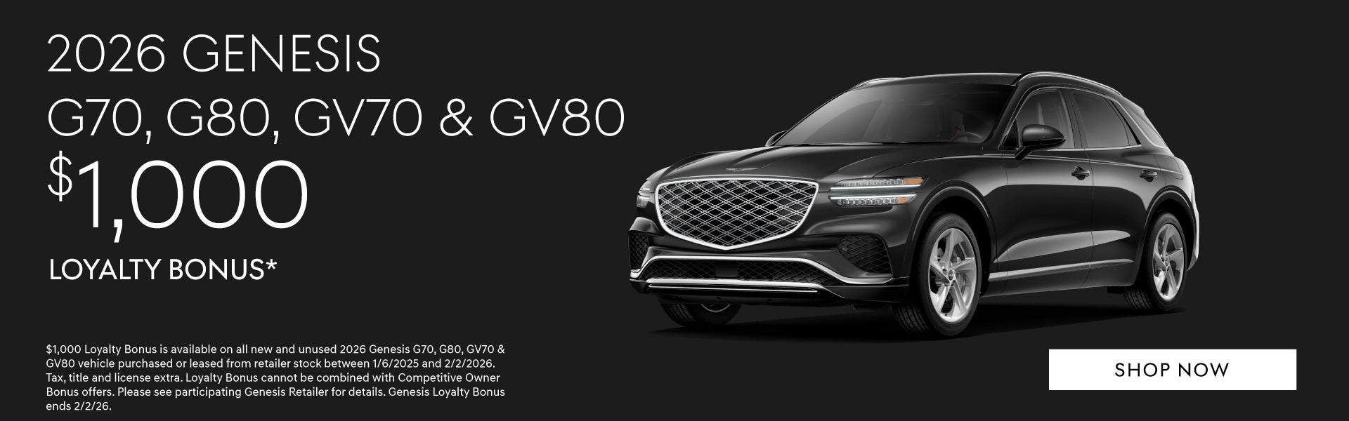 2026 Genesis G70, G80, GV70 & GV80
